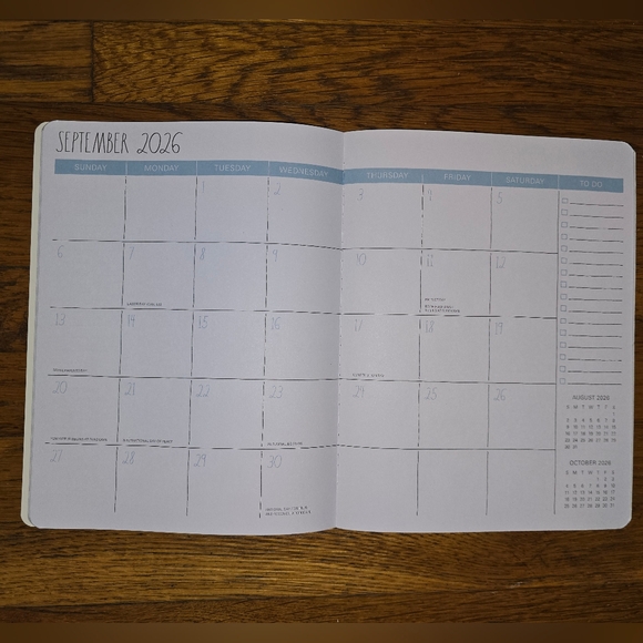 New Rae Dunn 2026 Monthly Planner 12-month Black/Ivory Stripes Calendar - Picture 5 of 13